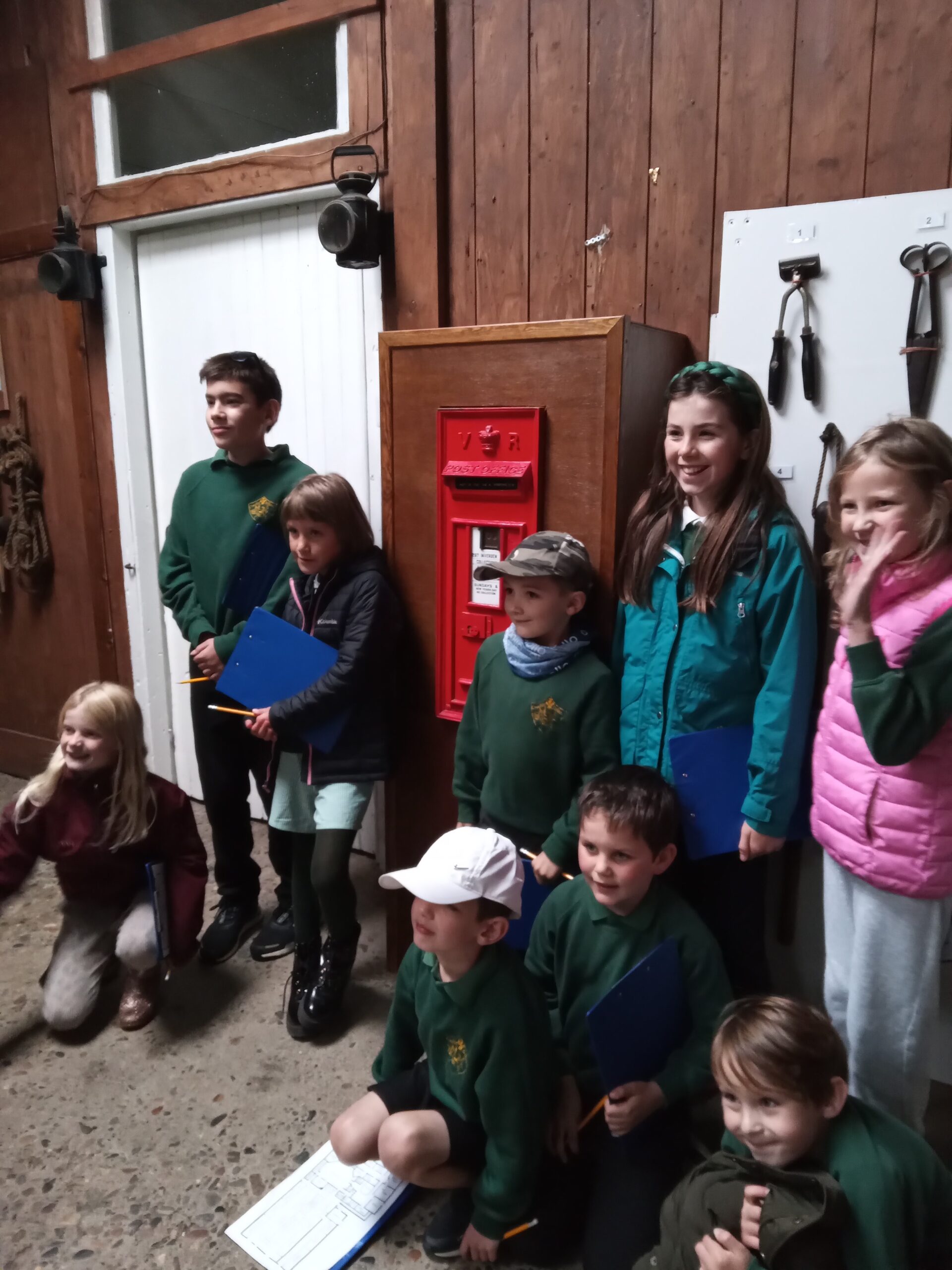 Crathie School pupils at the Victorian post box